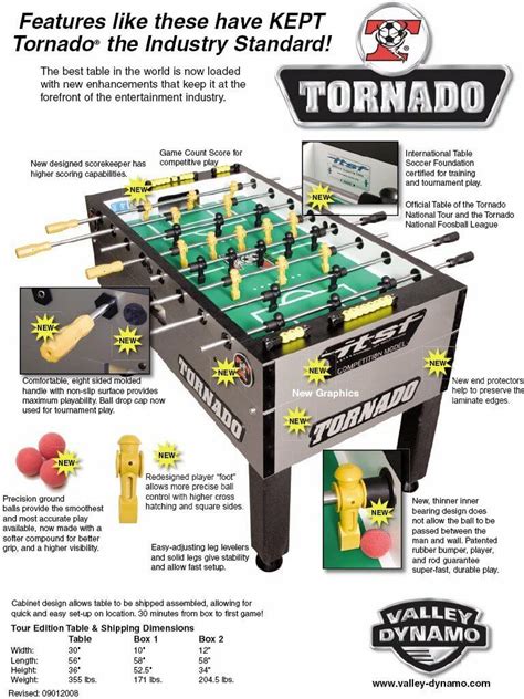 tornado foosball table dimensions